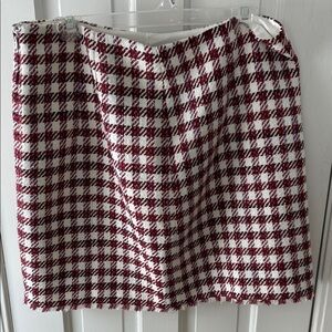 Ann Taylor Burgundy and White Plaid Pencil Skirt